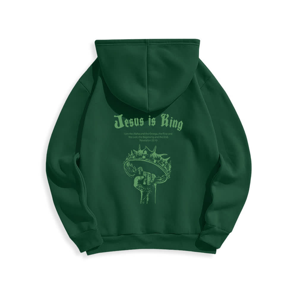 Christianartworkshop Jesus Is King Gothic Graphic Pullover Fleece Lined Polyester Hoodie - image 10