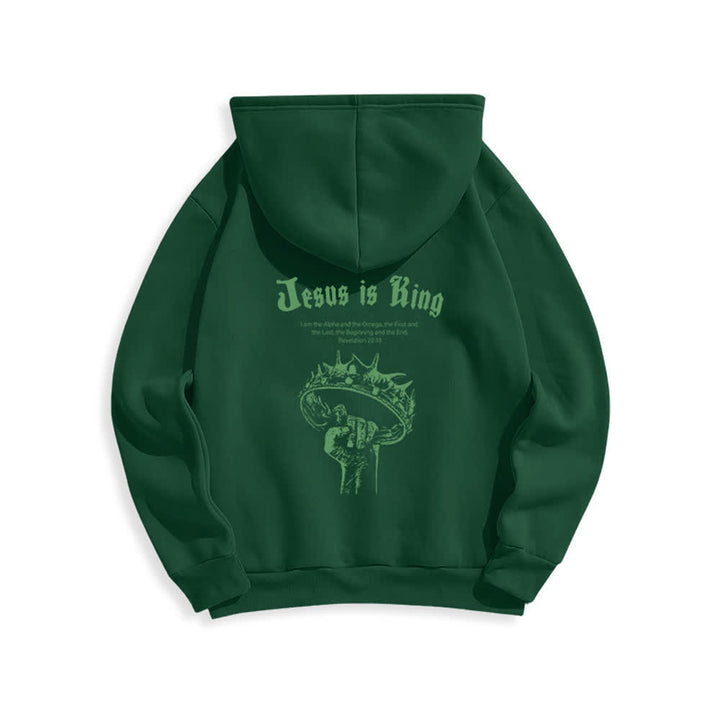 Christianartworkshop Jesus Is King Gothic Graphic Pullover Fleece Lined Polyester Hoodie - image 10