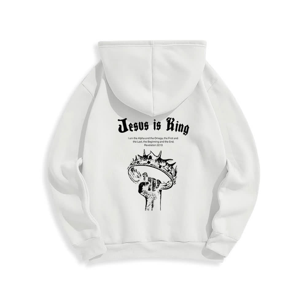 Christianartworkshop Jesus Is King Gothic Graphic Pullover Fleece Lined Polyester Hoodie - image 1