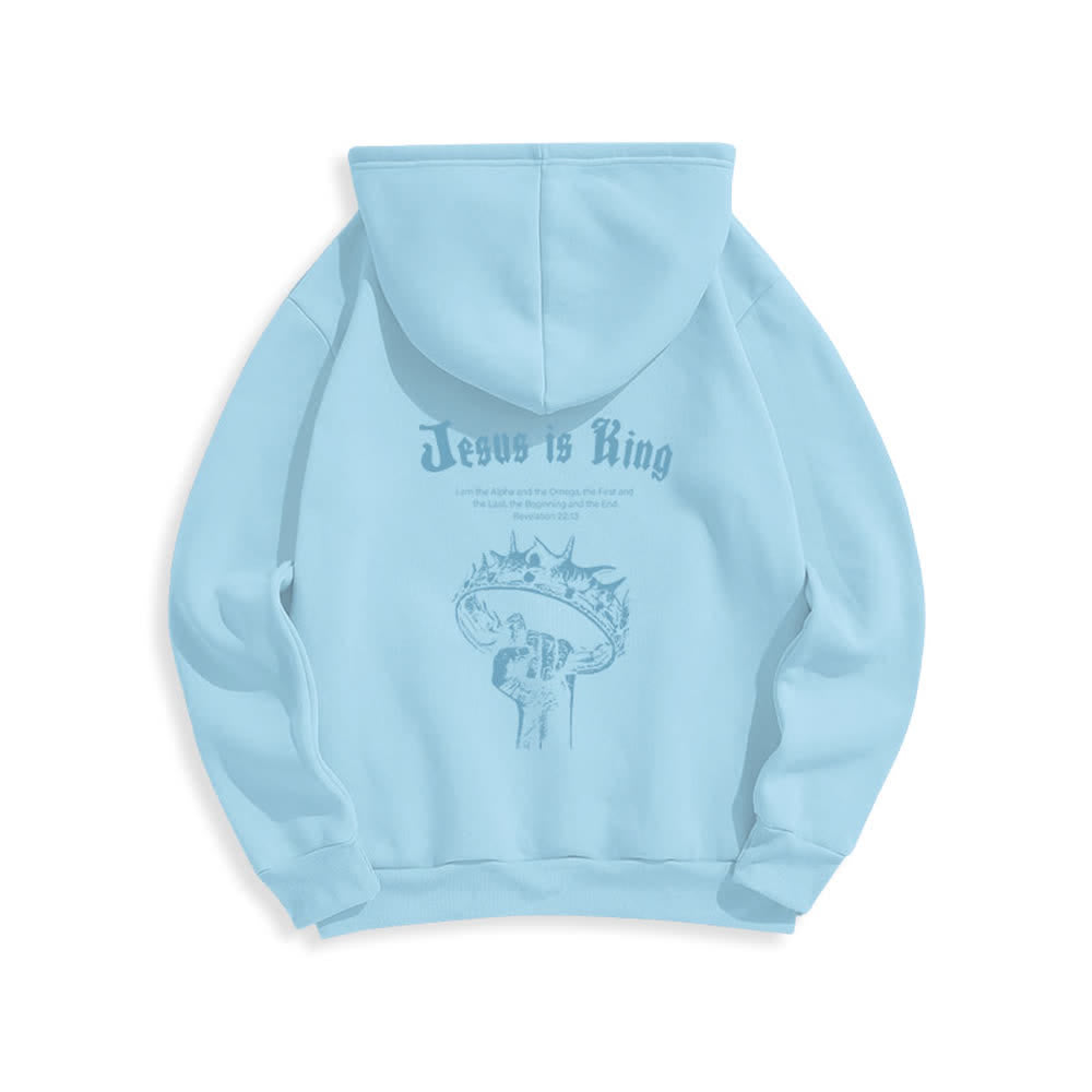 Christianartworkshop Jesus Is King Gothic Graphic Pullover Fleece Lined Polyester Hoodie - image 22