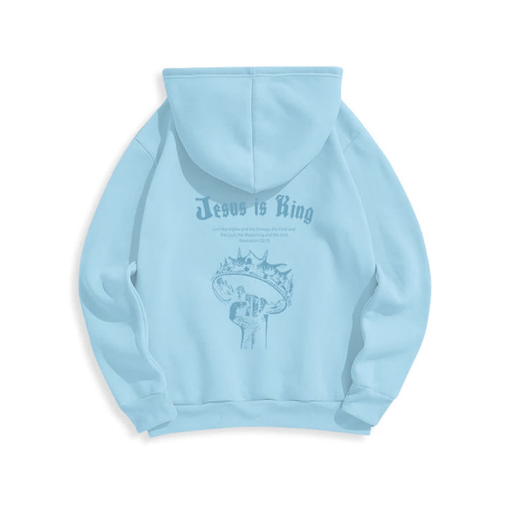 Christianartworkshop Jesus Is King Gothic Graphic Pullover Fleece Lined Polyester Hoodie - image 22