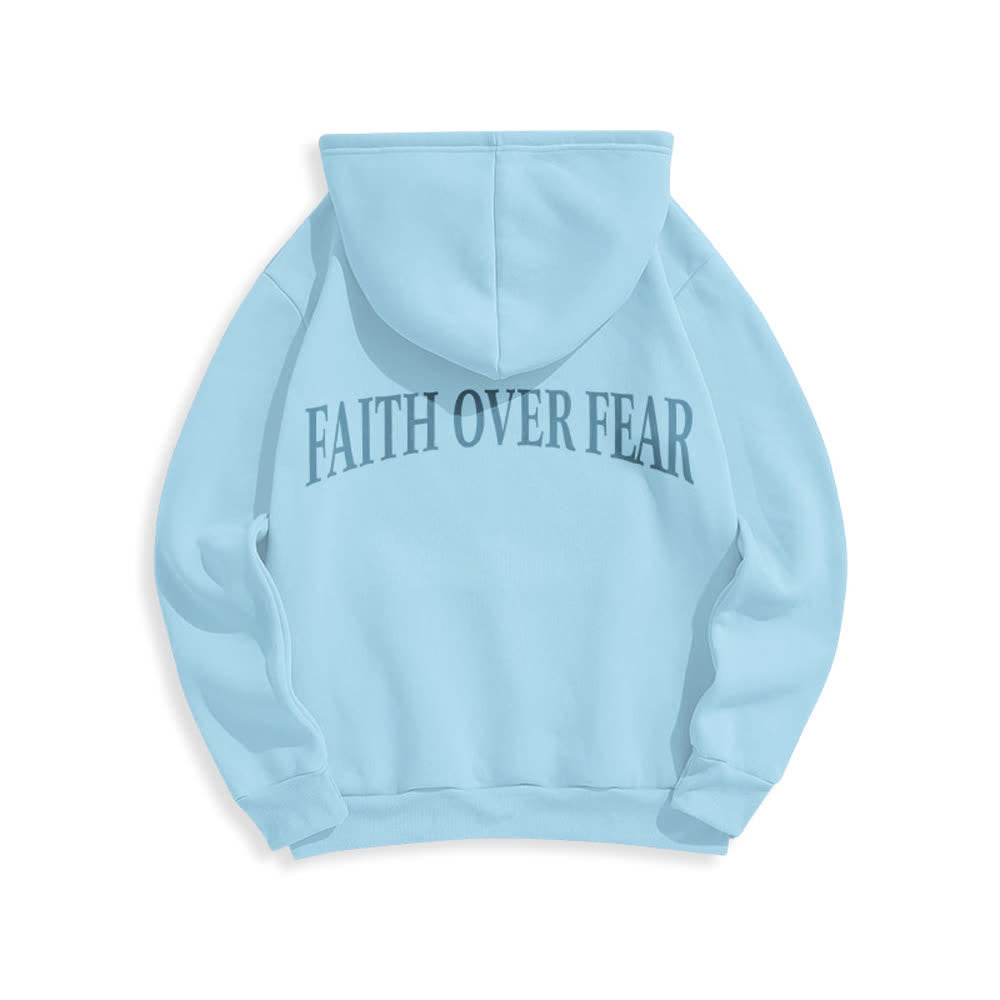 Christianartworkshop Faith Over Fear Thorn Cross Pullover Fleece Lined Polyester Hoodie - image 16