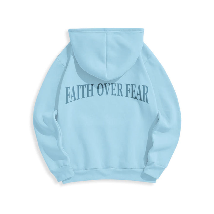 Christianartworkshop Faith Over Fear Thorn Cross Pullover Fleece Lined Polyester Hoodie - image 16