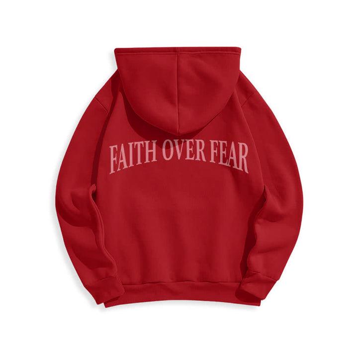 Christianartworkshop Faith Over Fear Thorn Cross Pullover Fleece Lined Polyester Hoodie - image 22