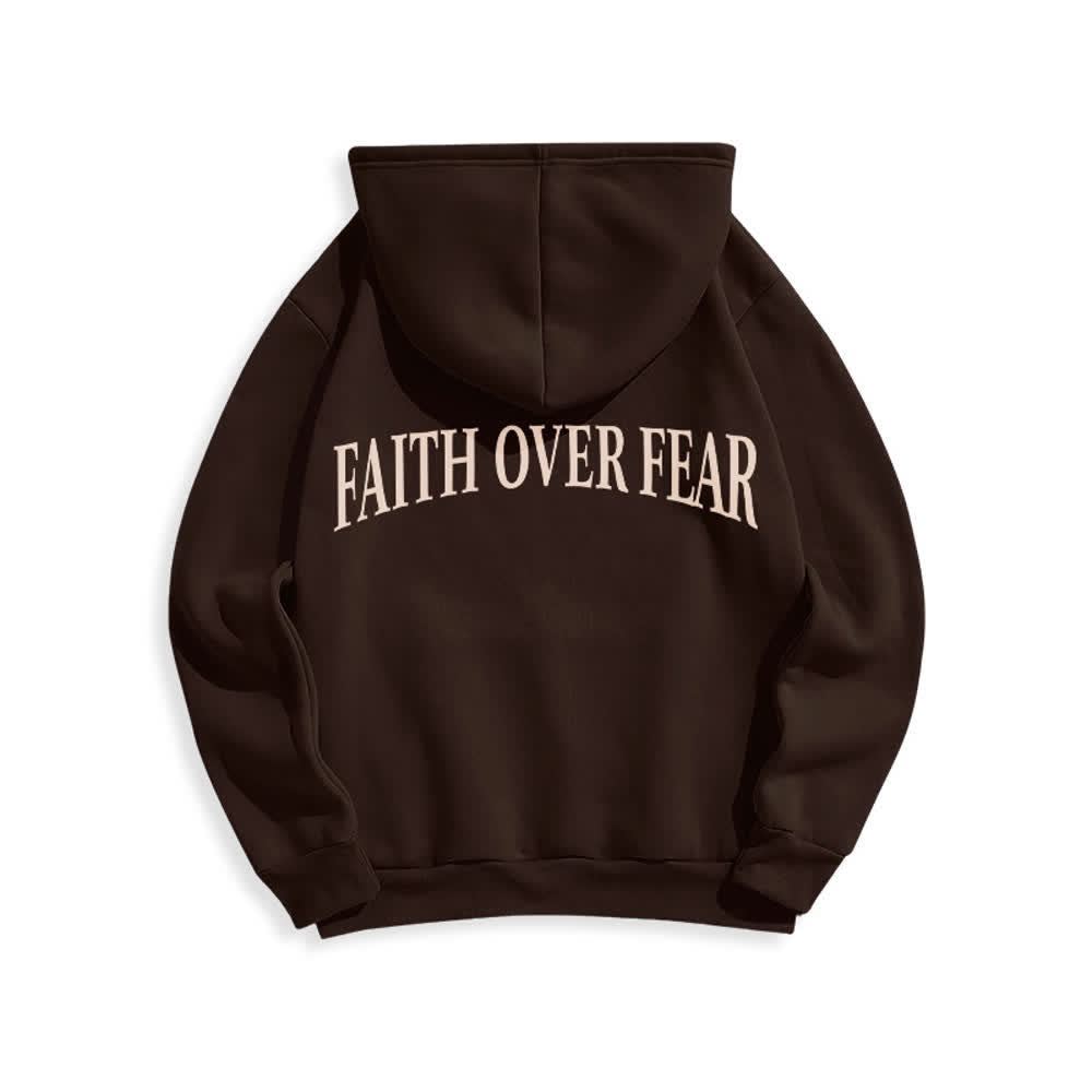 Christianartworkshop Faith Over Fear Thorn Cross Pullover Fleece Lined Polyester Hoodie - image 1