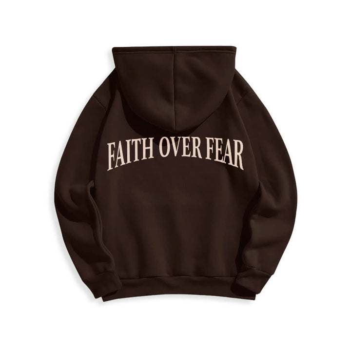 Christianartworkshop Faith Over Fear Thorn Cross Pullover Fleece Lined Polyester Hoodie - image 1