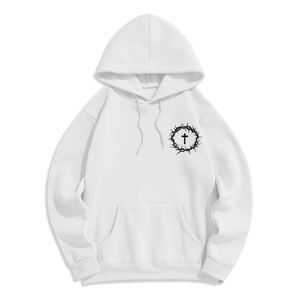 Christianartworkshop Faith Over Fear Thorn Cross Pullover Fleece Lined Polyester Hoodie - image 11