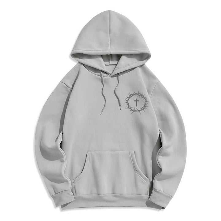 Christianartworkshop Faith Over Fear Thorn Cross Pullover Fleece Lined Polyester Hoodie - image 14