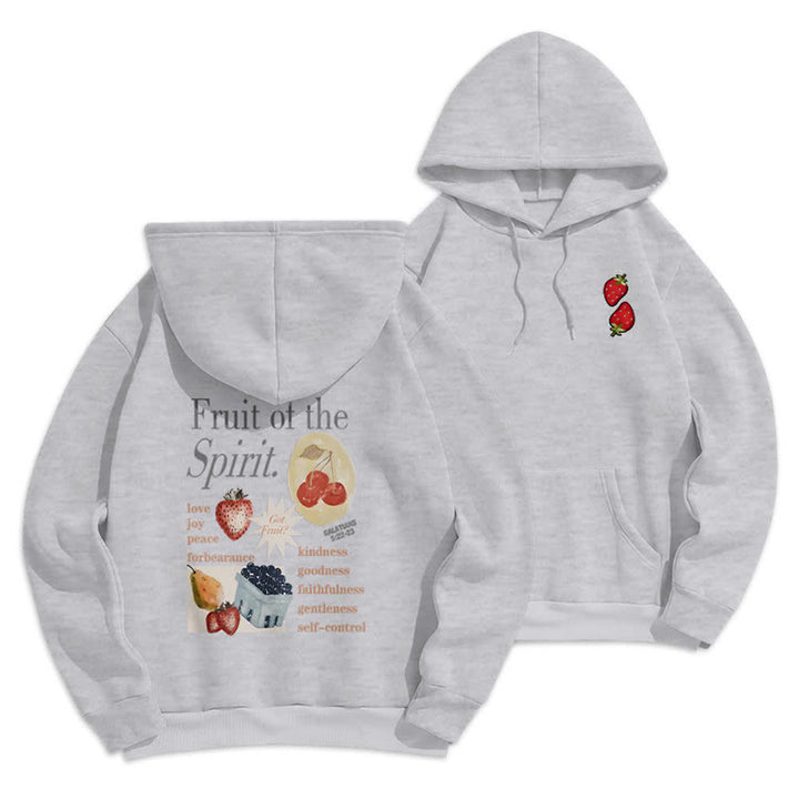 Christianartworkshop Fruit Of The Spirit Strawberry Print Pullover Fleece Lined Polyester Hoodie - Grey  - 2XL - image 3