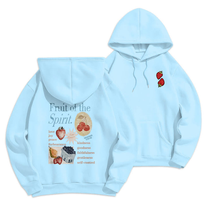 Christianartworkshop Fruit Of The Spirit Strawberry Print Pullover Fleece Lined Polyester Hoodie - Blue - 2XL - image 21