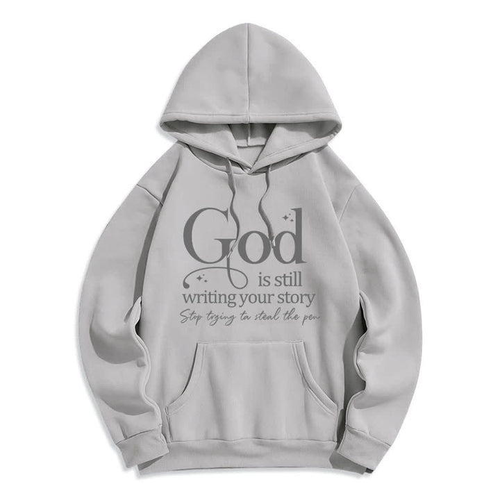 Christianartworkshop God Is Still Writing Your Story Cozy Pullover Fleece Lined Polyester Hoodie - Grey - 2XL - image 4