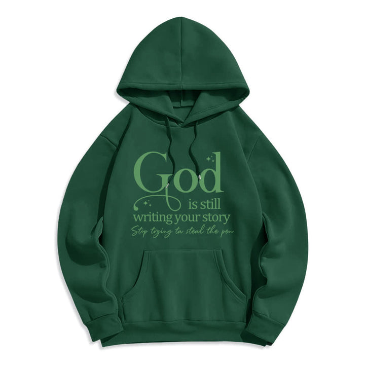 Christianartworkshop God Is Still Writing Your Story Cozy Pullover Fleece Lined Polyester Hoodie - Green - 2XL - image 7