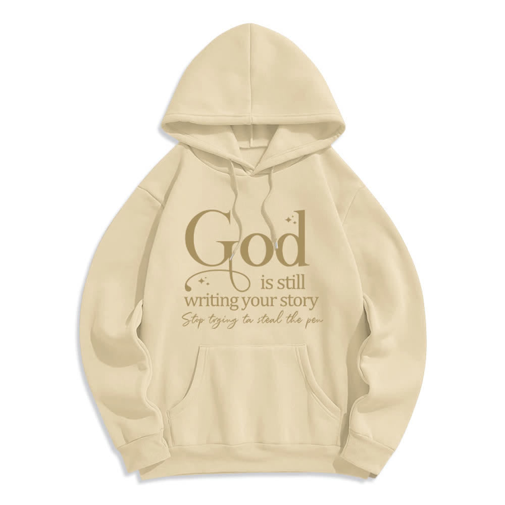 Christianartworkshop God Is Still Writing Your Story Cozy Pullover Fleece Lined Polyester Hoodie - Beige - 2XL - image 6