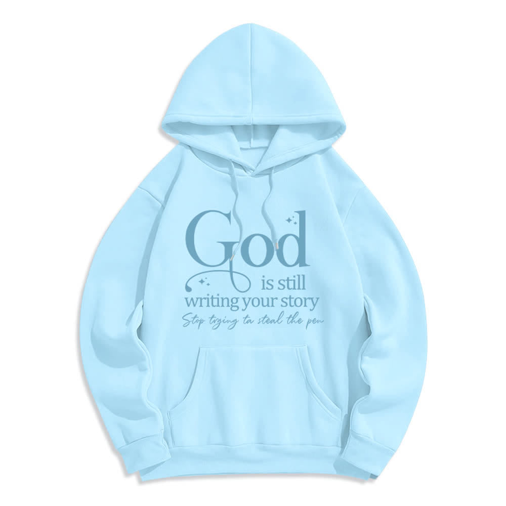 Christianartworkshop God Is Still Writing Your Story Cozy Pullover Fleece Lined Polyester Hoodie - Blue - 2XL - image 5