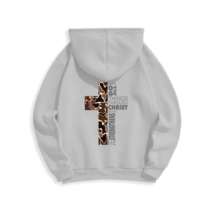 Christianartworkshop Earthtone Cross Verse Detail Streetwear Fleece Lined Polyester Hoodie - image 4