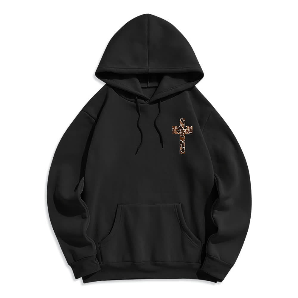 Christianartworkshop Earthtone Cross Verse Detail Streetwear Fleece Lined Polyester Hoodie - image 8