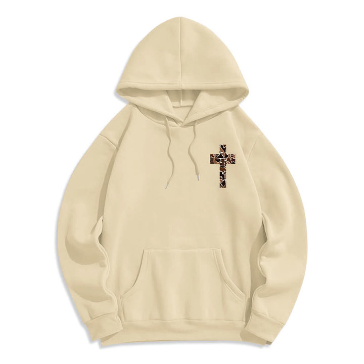 Christianartworkshop Earthtone Cross Verse Detail Streetwear Fleece Lined Polyester Hoodie - image 11