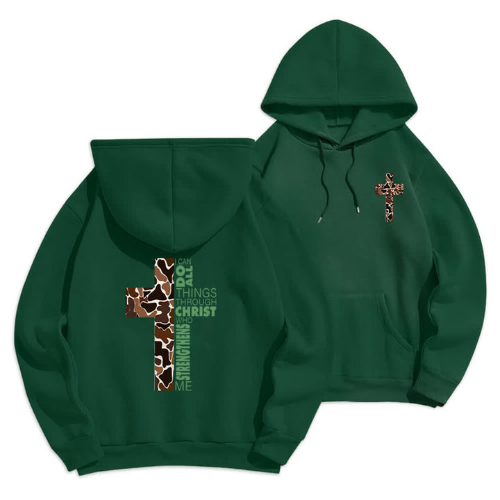 Christianartworkshop Earthtone Cross Verse Detail Streetwear Fleece Lined Polyester Hoodie - Green - 2XL - image 15