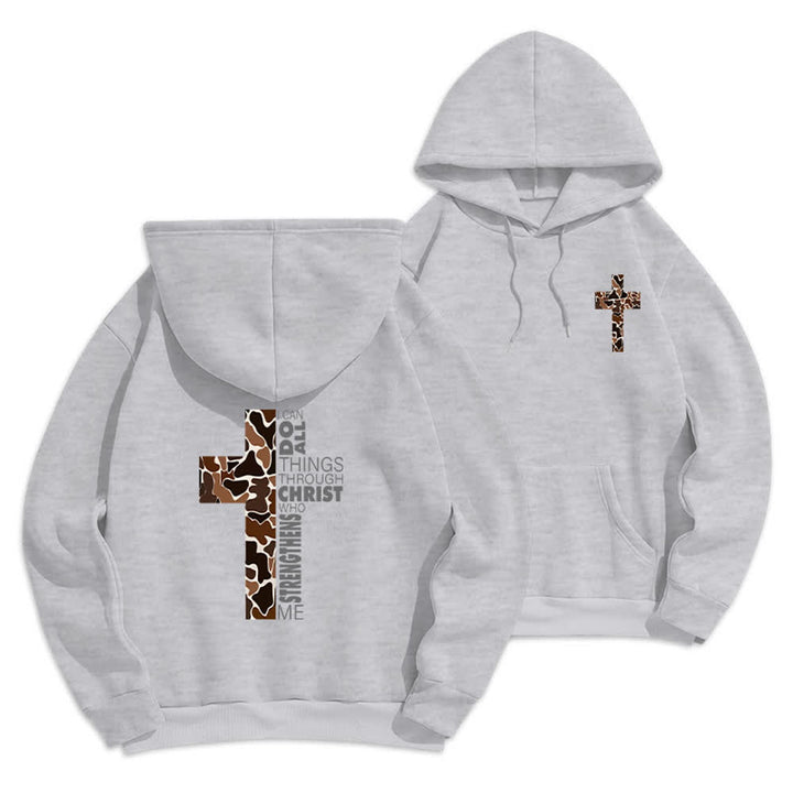 Christianartworkshop Earthtone Cross Verse Detail Streetwear Fleece Lined Polyester Hoodie - Grey - 2XL - image 3