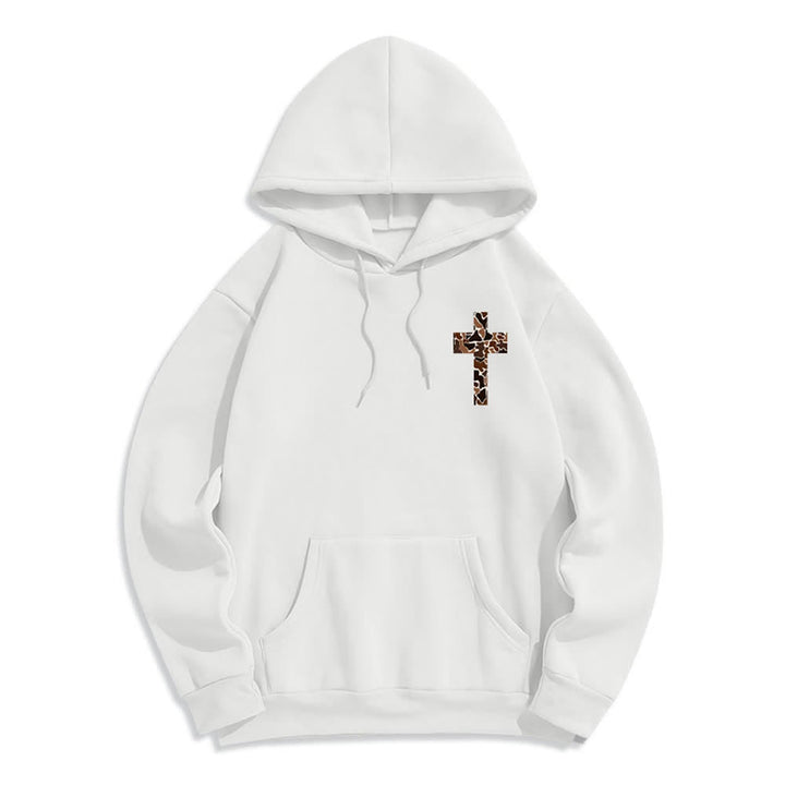 Christianartworkshop Earthtone Cross Verse Detail Streetwear Fleece Lined Polyester Hoodie - image 2