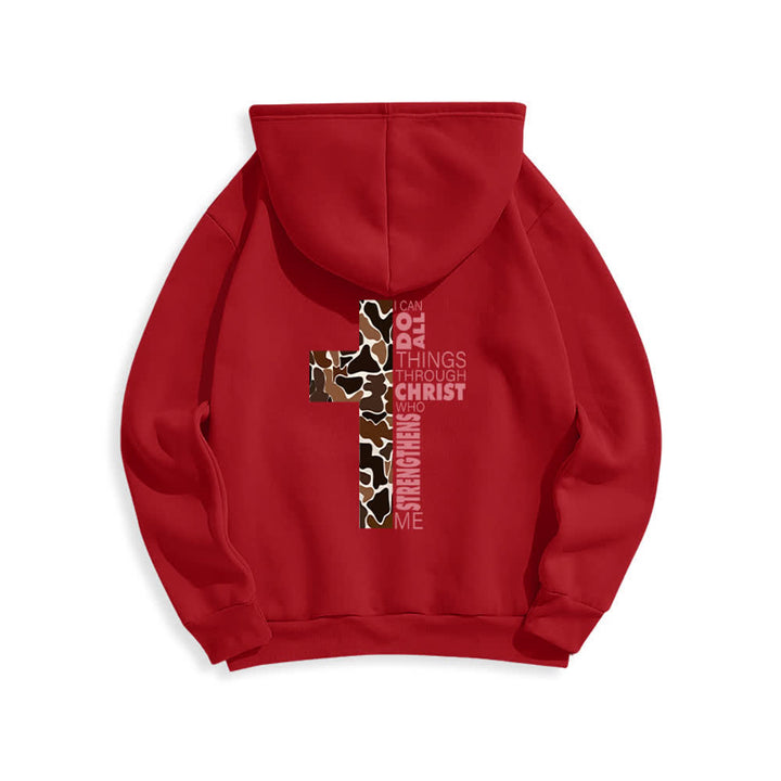 Christianartworkshop Earthtone Cross Verse Detail Streetwear Fleece Lined Polyester Hoodie - image 22