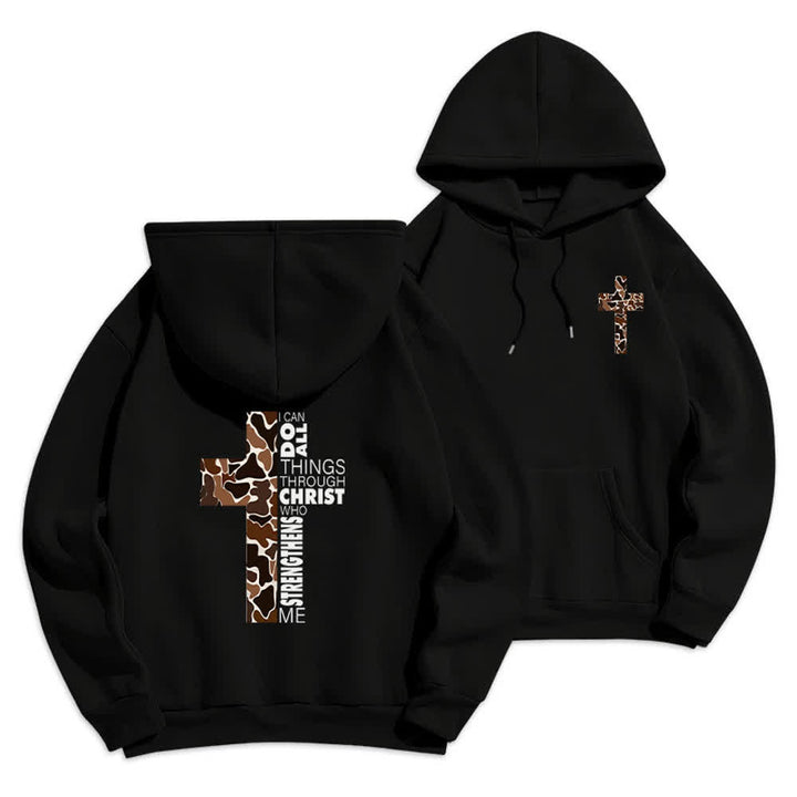 Christianartworkshop Earthtone Cross Verse Detail Streetwear Fleece Lined Polyester Hoodie - Black - 2XL - image 6