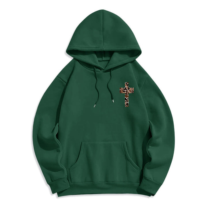 Christianartworkshop Earthtone Cross Verse Detail Streetwear Fleece Lined Polyester Hoodie - image 17