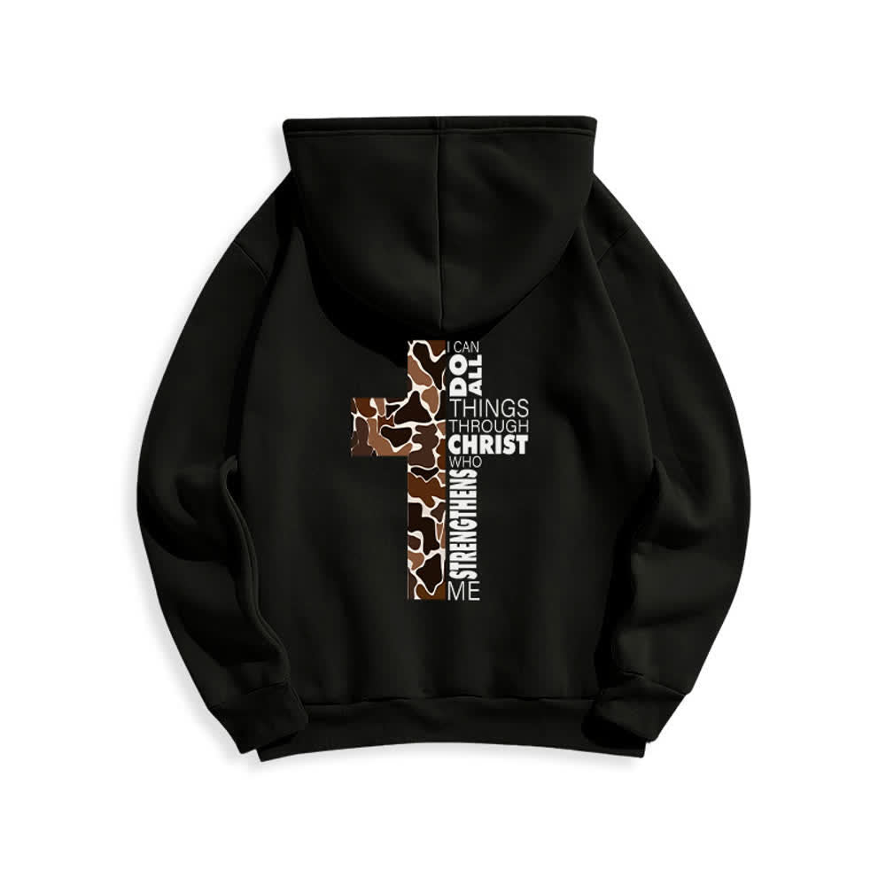 Christianartworkshop Earthtone Cross Verse Detail Streetwear Fleece Lined Polyester Hoodie - image 7