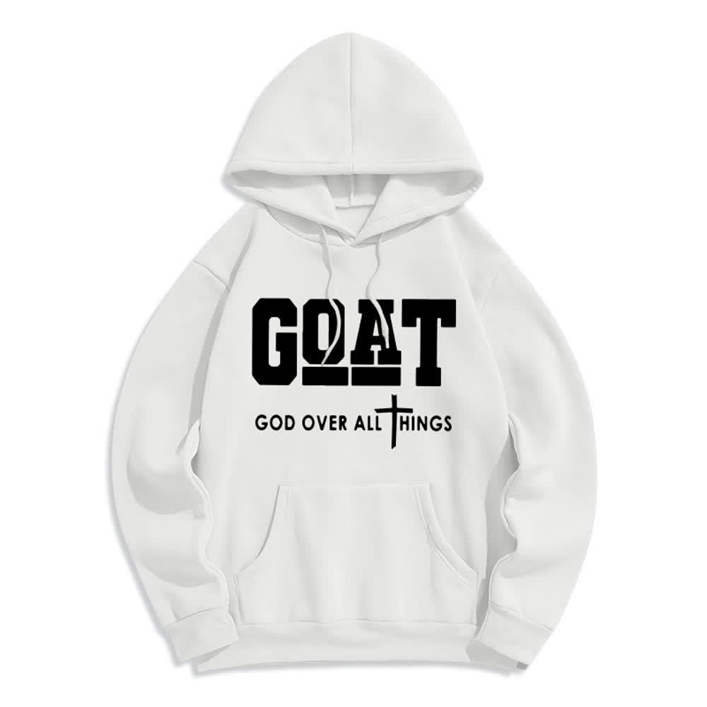 Christianartworkshop GOAT God Over All Things Streetwear Fleece Lined Polyester Hoodie - White - 2XL - image 0