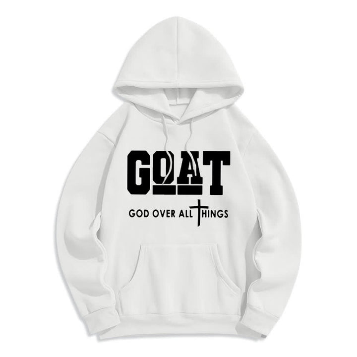 Christianartworkshop GOAT God Over All Things Streetwear Fleece Lined Polyester Hoodie - White - 2XL - image 0