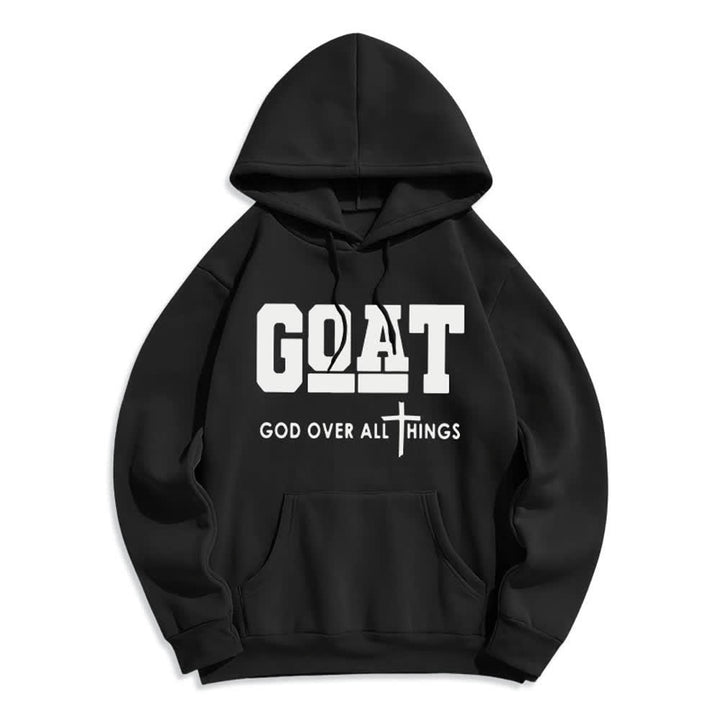 Christianartworkshop GOAT God Over All Things Streetwear Fleece Lined Polyester Hoodie - Black - 2XL - image 1