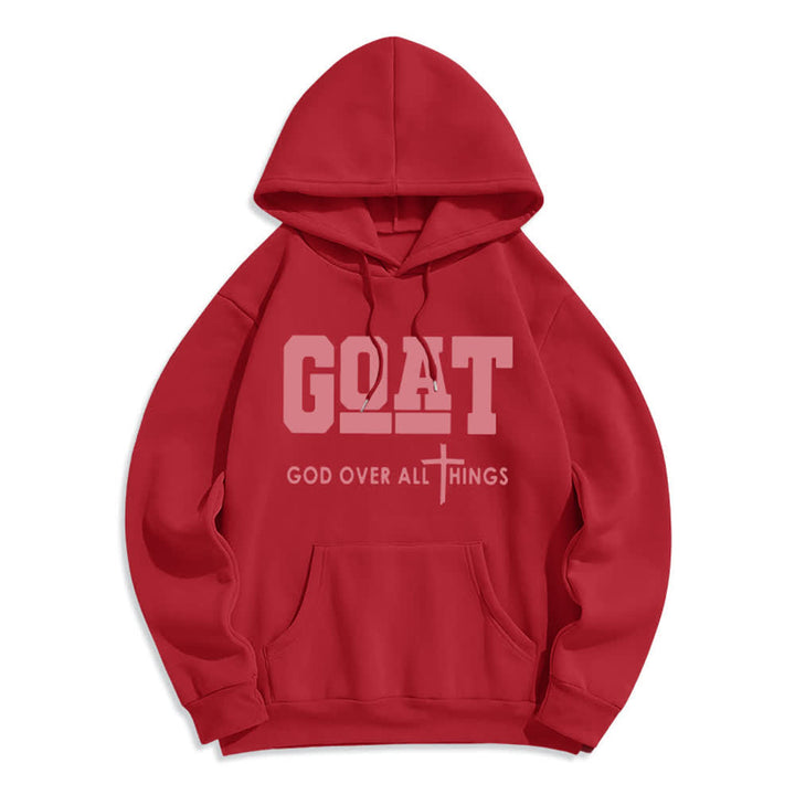 Christianartworkshop GOAT God Over All Things Streetwear Fleece Lined Polyester Hoodie - Red - 2XL - image 2