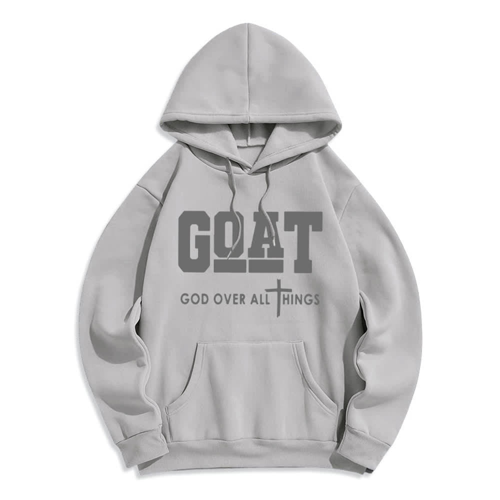 Christianartworkshop GOAT God Over All Things Streetwear Fleece Lined Polyester Hoodie - Grey - 2XL - image 3