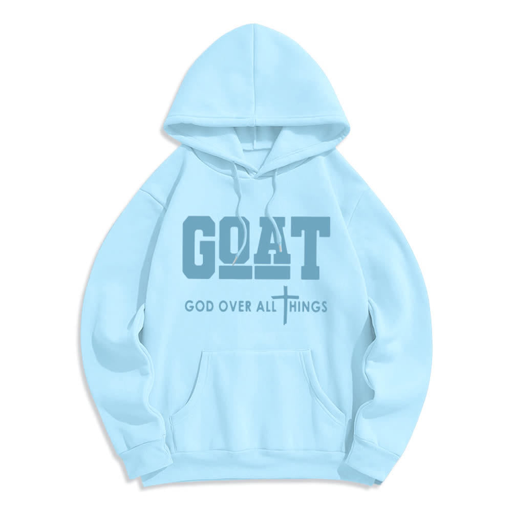 Christianartworkshop GOAT God Over All Things Streetwear Fleece Lined Polyester Hoodie - Blue - 2XL - image 7