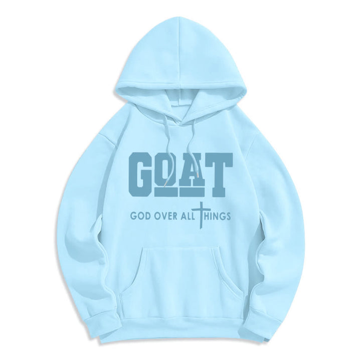 Christianartworkshop GOAT God Over All Things Streetwear Fleece Lined Polyester Hoodie - Blue - 2XL - image 7