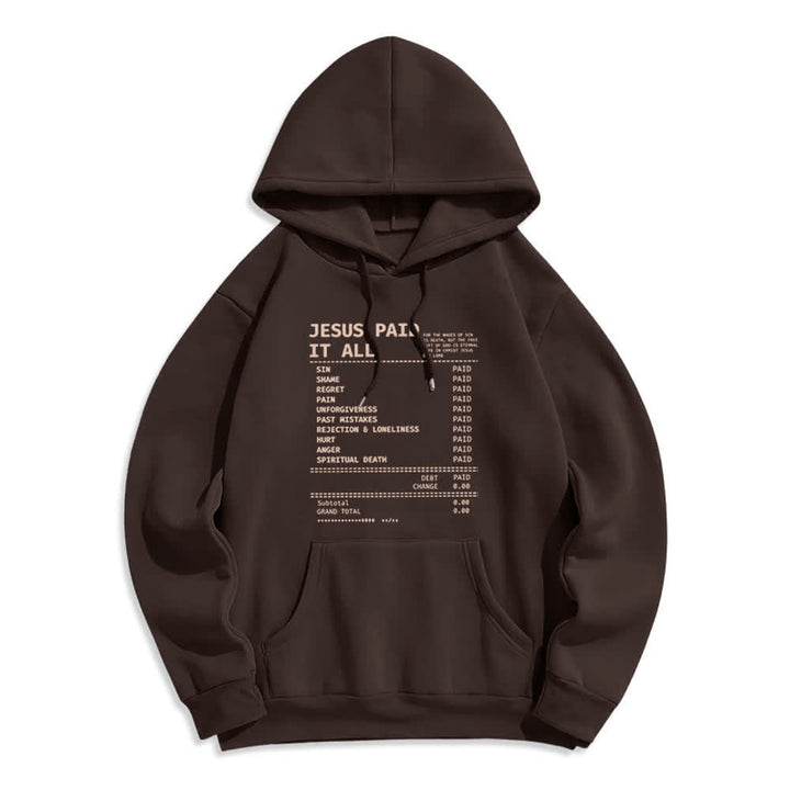 Christianartworkshop Jesus Paid It All Receipt Graphic Fleece Fleece Lined Polyester Hoodie - Brown - 2XL - image 4