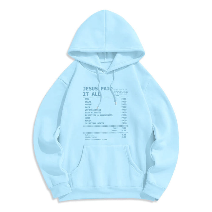 Christianartworkshop Jesus Paid It All Receipt Graphic Fleece Fleece Lined Polyester Hoodie - Blue - 2XL - image 7