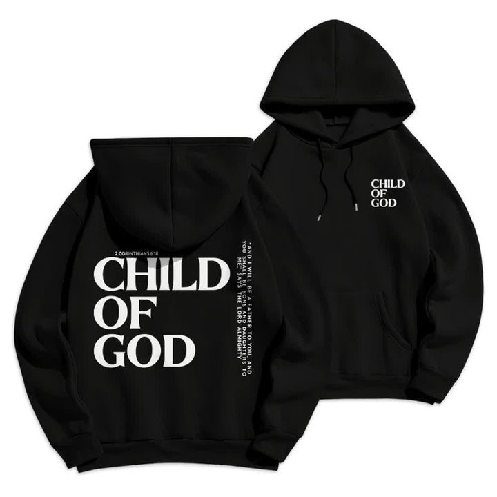 Christianartworkshop Child Of God Minimalist Statement Pullover Fleece Lined Polyester Hoodie - Black - 2XL - image 3
