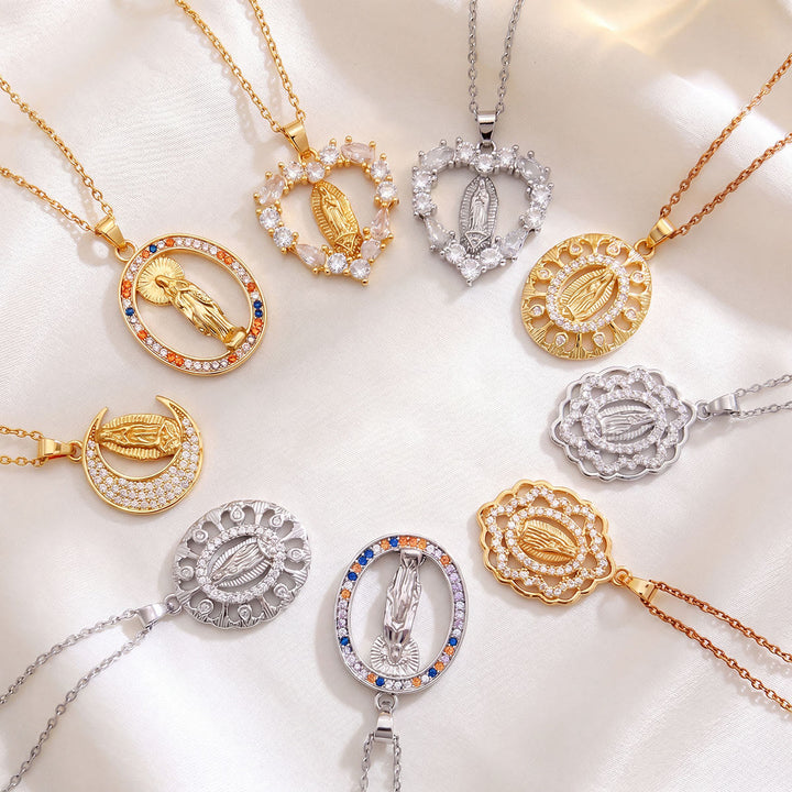 Christianartworkshop Crystal Halo Holy Maiden Medallion Necklace: Emblem of Gentle Heavenly Protectione - image 1