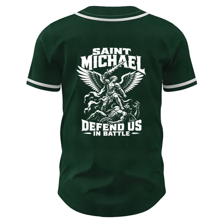 Christianartworkshop Saint Michael Defend Us In Battle Baseball Jersey - image 15