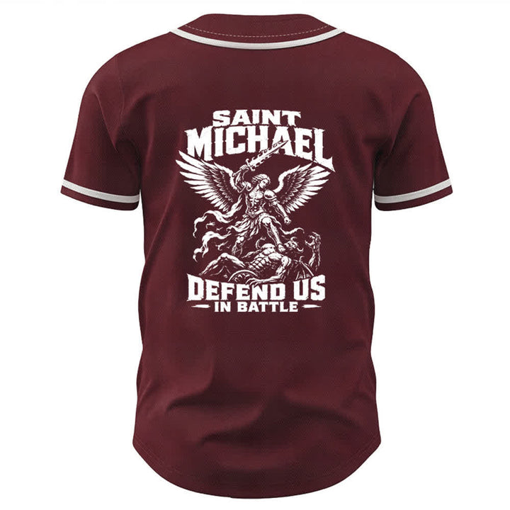 Christianartworkshop Saint Michael Defend Us In Battle Baseball Jersey - image 50