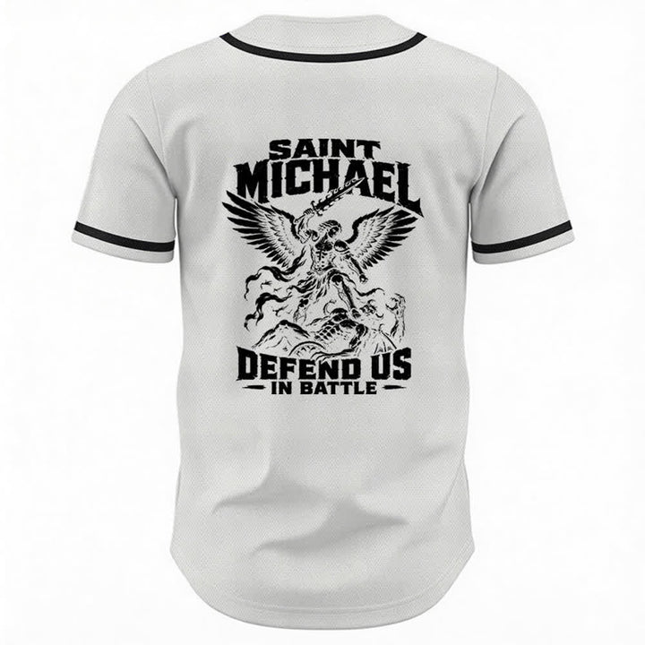 Christianartworkshop Saint Michael Defend Us In Battle Baseball Jersey - image 22