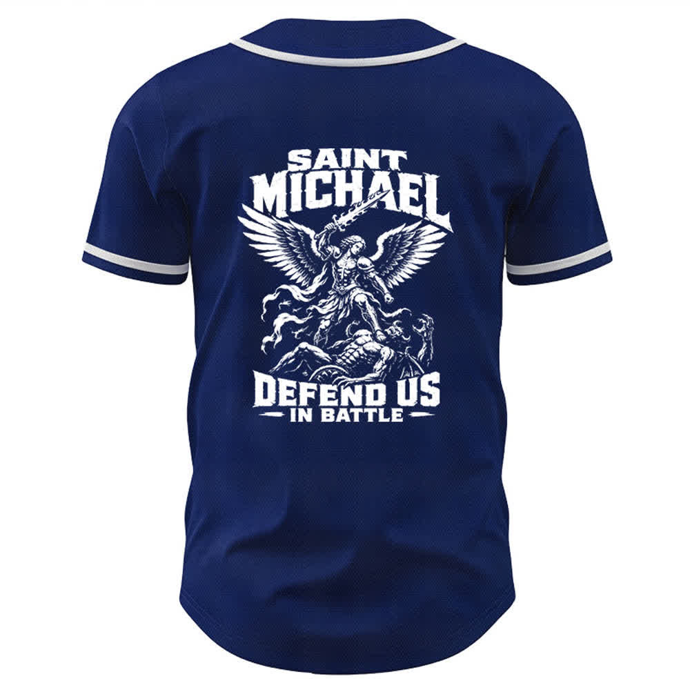 Christianartworkshop Saint Michael Defend Us In Battle Baseball Jersey - image 36