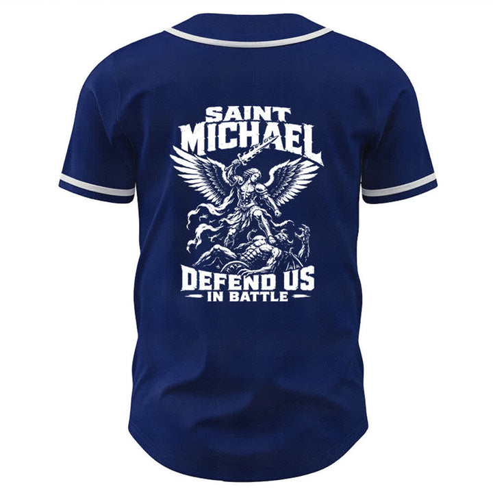 Christianartworkshop Saint Michael Defend Us In Battle Baseball Jersey - image 36
