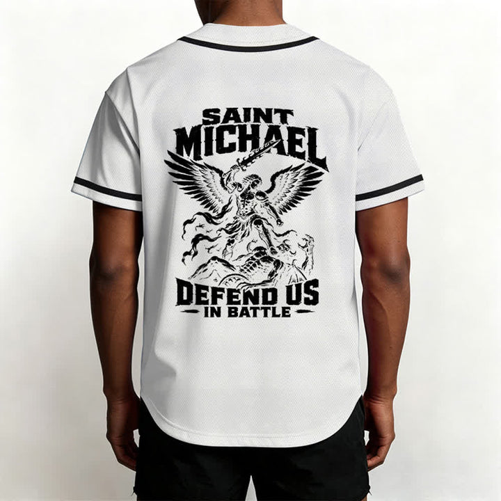 Christianartworkshop Saint Michael Defend Us In Battle Baseball Jersey - image 26