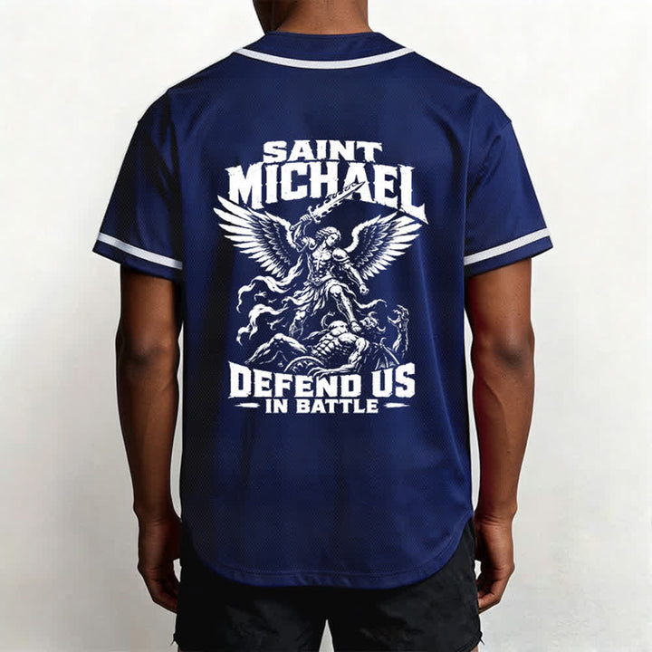 Christianartworkshop Saint Michael Defend Us In Battle Baseball Jersey - image 40