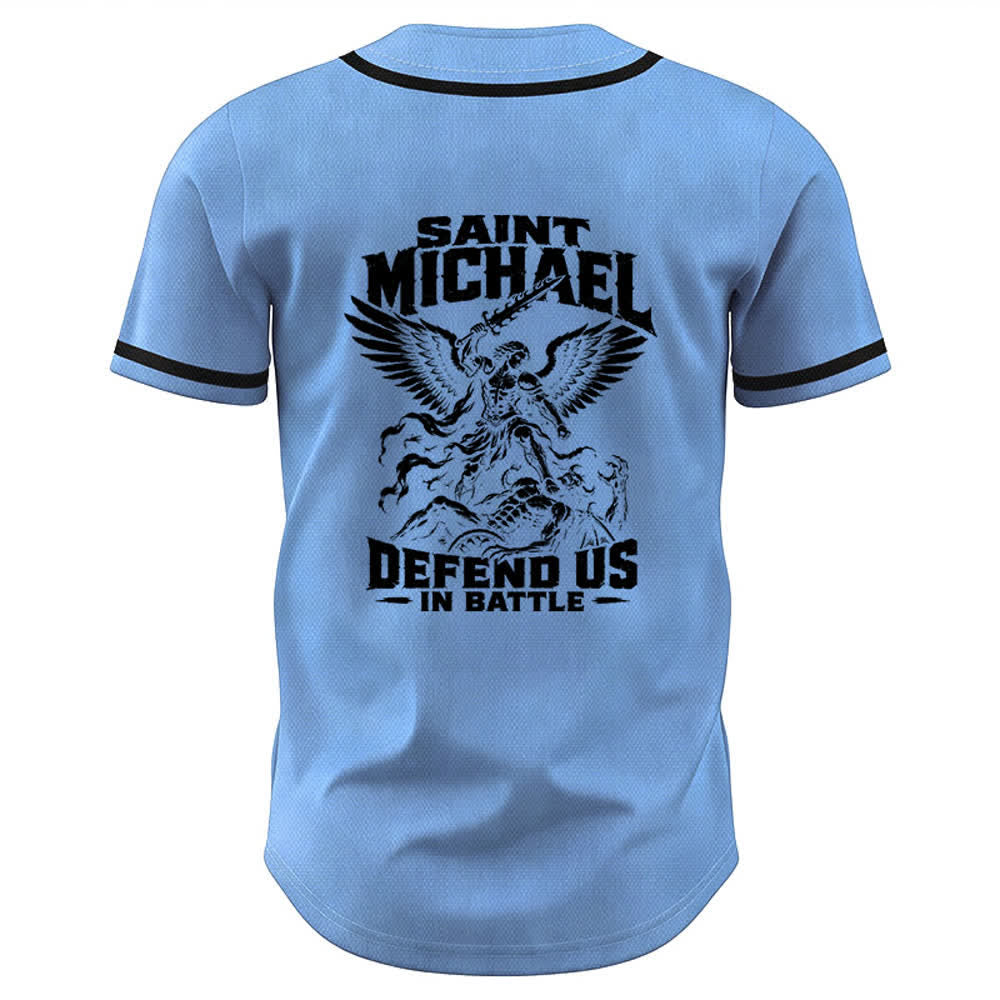 Christianartworkshop Saint Michael Defend Us In Battle Baseball Jersey - image 30