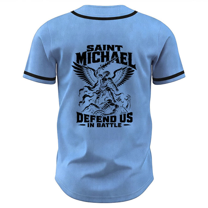 Christianartworkshop Saint Michael Defend Us In Battle Baseball Jersey - image 30