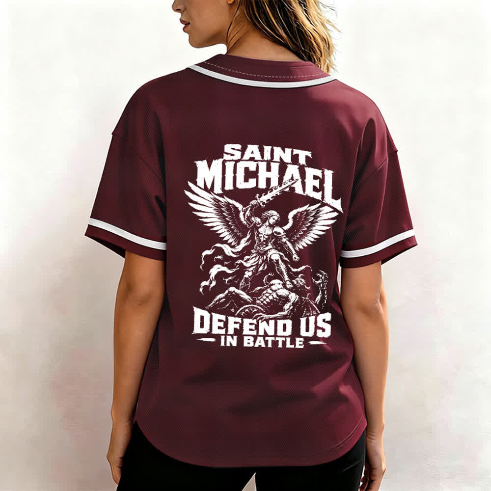 Christianartworkshop Saint Michael Defend Us In Battle Baseball Jersey - image 52