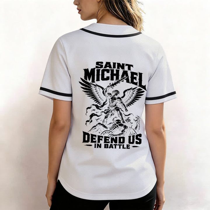 Christianartworkshop Saint Michael Defend Us In Battle Baseball Jersey - image 24